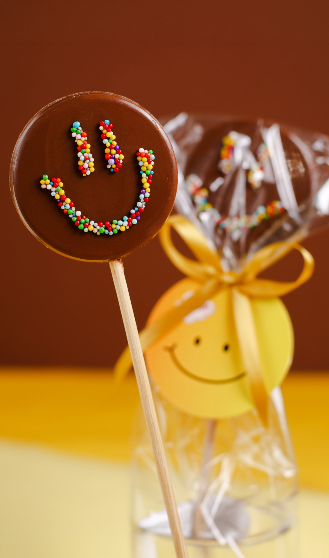 Pirulitos de chocolate em formato de estrela